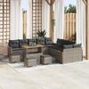 vidaXL 14-Piece Garden Sofa Set with Cushions Grey Poly Rattan, vidaXL 2-Seater Garden Sofa 3364283