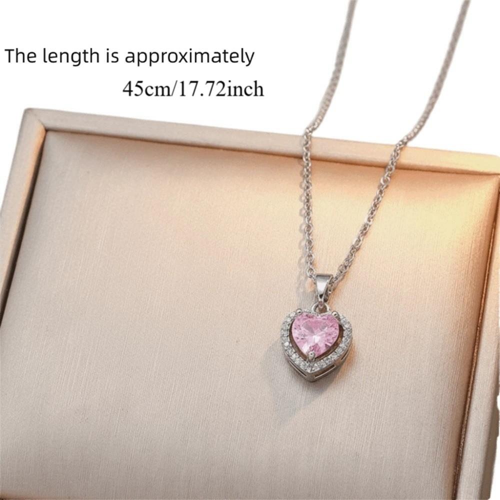 Crystal Inlaid Crystal Necklace Elegant Charm heart necklace  Valentine's Day Gift