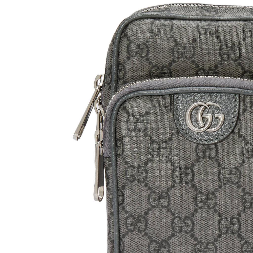 Gucci Borsa a Spalla Piccola in Tela con Logo Doppia G Ophidia Uomo Borsa a Spalla Grigio Nero 752565-UULHK-8576