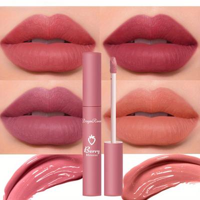 Beeriger Lipgloss, mattes Finish, langanhaltende, feuchtigkeitsspendende Lippenfarbe, Lip Glaze, einfache Anwendung, nicht klebende Formel, Lippenstift mit Mischfarbensystem