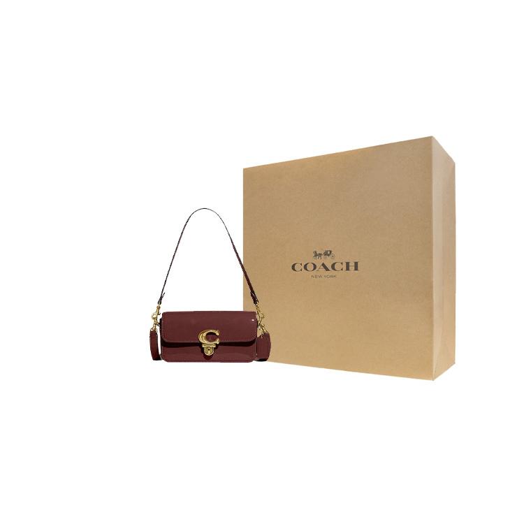 New COACH Studio Cow Leather Handbag, Shoulder Bag, Crossbody Bag Trumpets Women's Burgundy CE761-B4WN