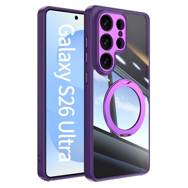 Coque Étui avec Support Anneau Magnétique Pour Samsung Galaxy A57 A37 A17 A56 A36 A26 A16 A06 5G S23 S24 Plus S25 FE Edge S26 Ultra Hybride TPU+PC Coque Arrière Transparente