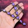 Charoite Gemstone Necklace Electroformed Copper Jewelry Adjustable Chain Necklace