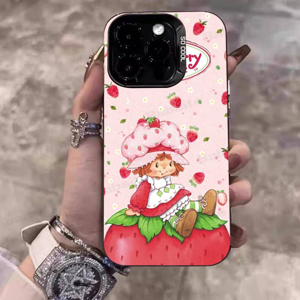 Animated S-Strawberry S-Shortcake Phone Case For IPhone 17 16 15 14 11 12 13 Pro Max Plus Pro Colored Silver Cover