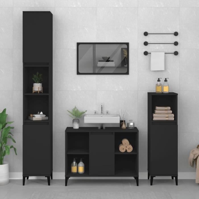 VidaXL Black Sink Cabinet 80x33x60 Cm Engineered Wood 821293