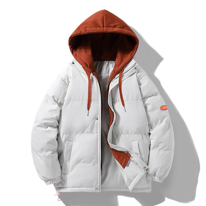 

2025 Men s Trendy Youth Thickened Winter Cotton Jacket, Faux Two-Piece Design, Couple s Winter Coat M хакі