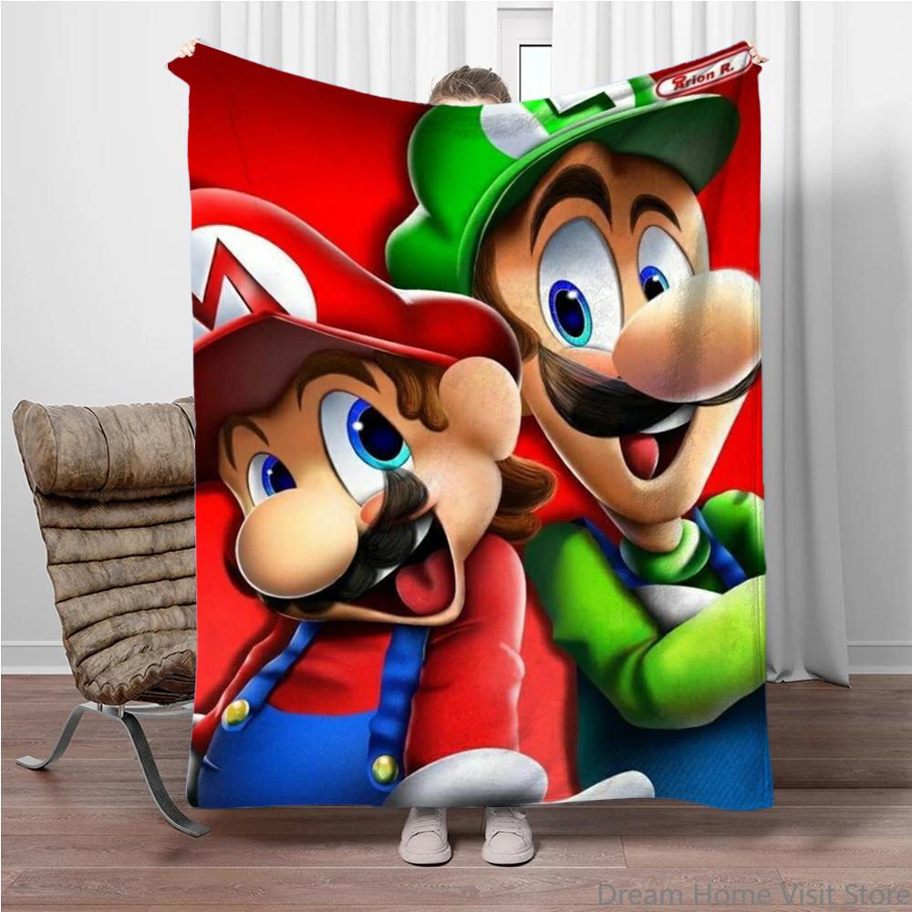 Disney lilo and stitch Super Mario Pikachu Soft Fluffy Throw Flannel Blanket Kid Adult Sofa Break Bed Blanket Cover Travel Gifts