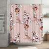 Luxury Floral Print Bath Curtains for Bathroom Decor in Pink and White Waterproof Fabric Shower Curtain with Metal Hook Rings Se
