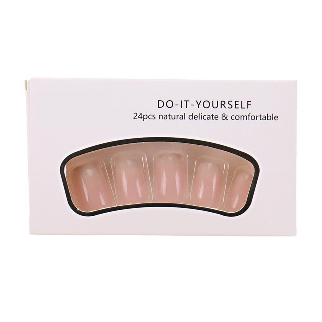 24 Stück Rosa Farbverlauf Französische Spitze Quadratische Falsche Nägel Kurze Press-On-Nägel Glänzende Acryl Vollabdeckung Aufkleb-Nägel für Hochzeit