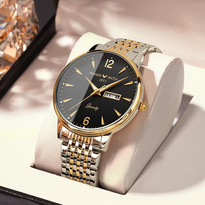 New men's watch men's business mechanical watch double calendar advanced sense waterproof quartz + luminous light