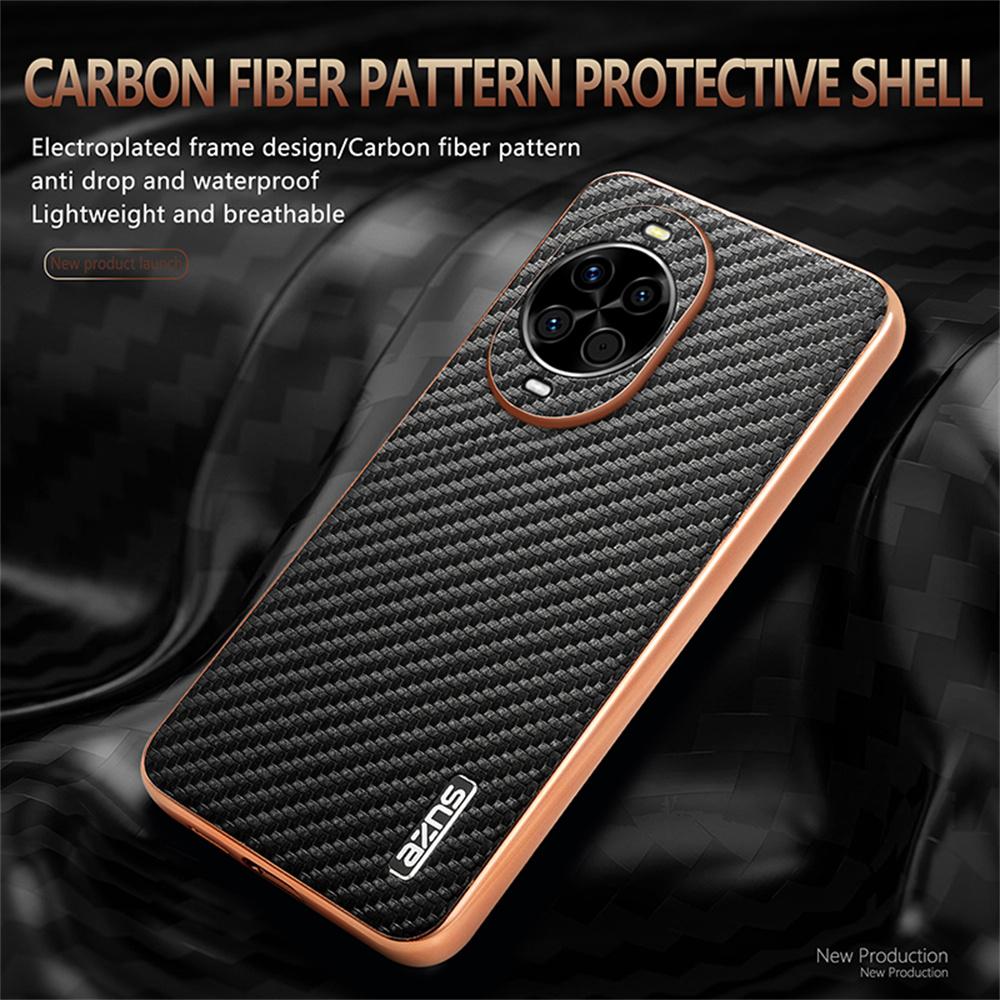 AZNS For Huawei nova 14 5G Case Electroplating Carbon Fiber Texture PU+TPU Phone Cover
