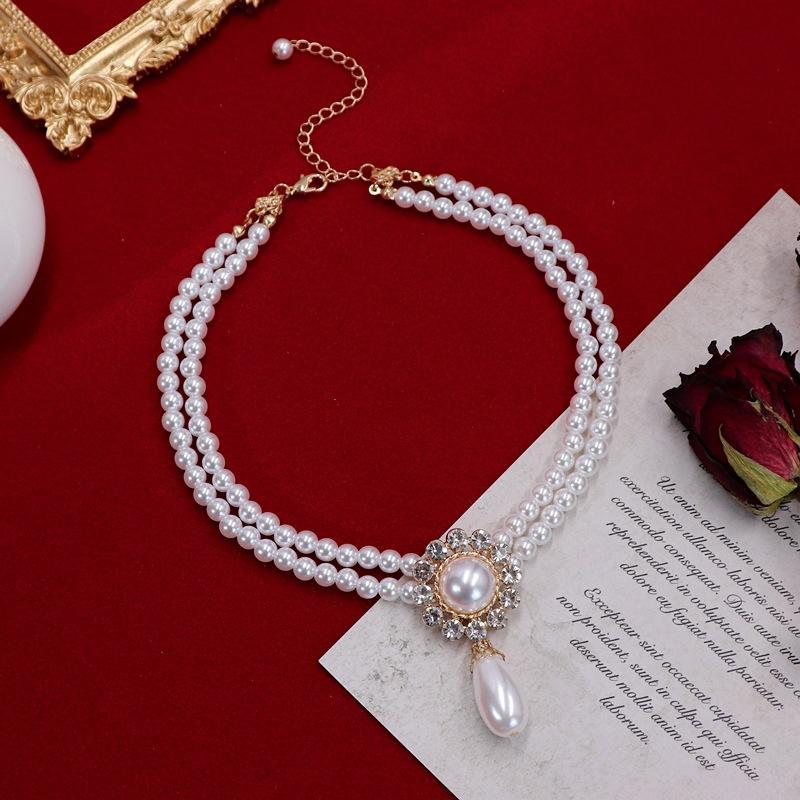

Vintage elegant Hepburn pearl necklace evening temperament multi-layer collarbone chain niche neck chain cheongsam dress accessories women