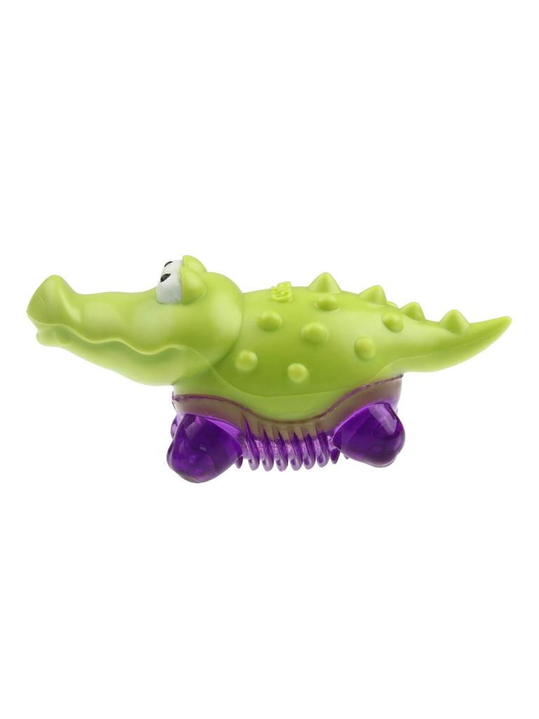 GiGwi Suppa Puppa Croco Toy for Puppies & Small Dogs, Durable Non-Toxic Dog Toy with Squeaker, Textures Reduce Plaque & Tartar, for Fetching, Che