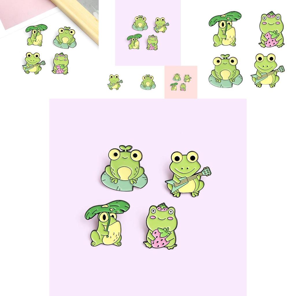 Adorable Cartoon Frog Musical Themed Cute Alloy Brooch Pin For Unisex Accessories