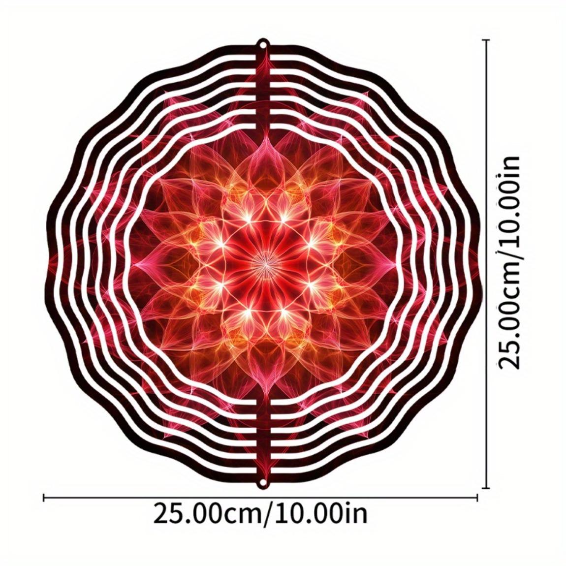 

10-дюймовый вращающийся колокольчик с мандалой и крючком 360° для украшения сада, патио на открытом воздухе, подвесное украшение на весну-лето, подарок для семьи, друзей 01A