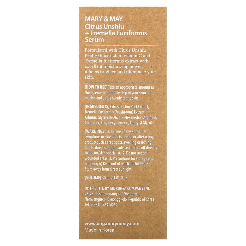 Mary & May, Citrus Unshiu + Mushroom Serum, 1.01 fl oz (30 ml)