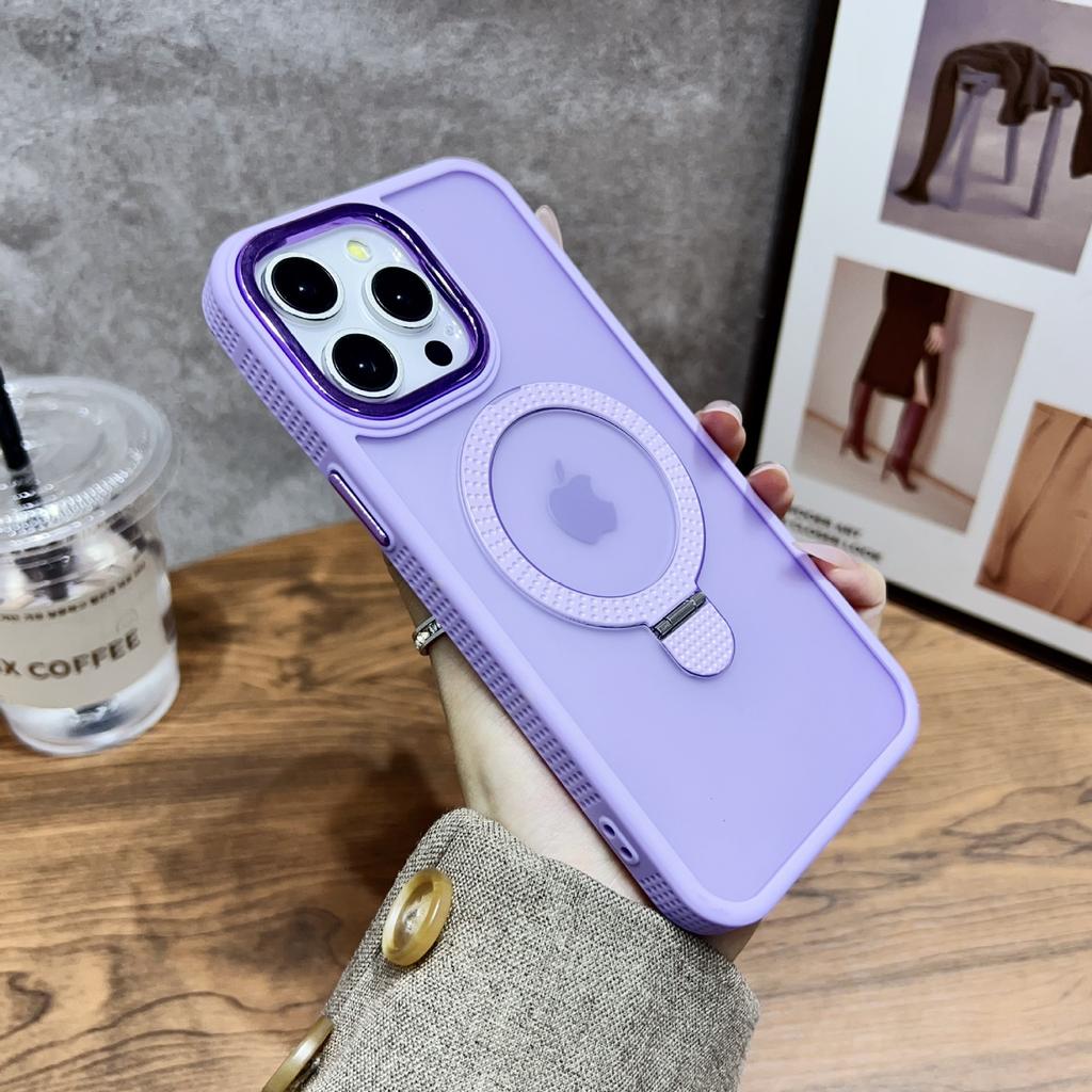 Applicable To IPhone16Promax Mobile Phone Case Magnetic Suction Bracket Apple 15 Anti-fall Cover 14/13 Matte Skin Feeling
