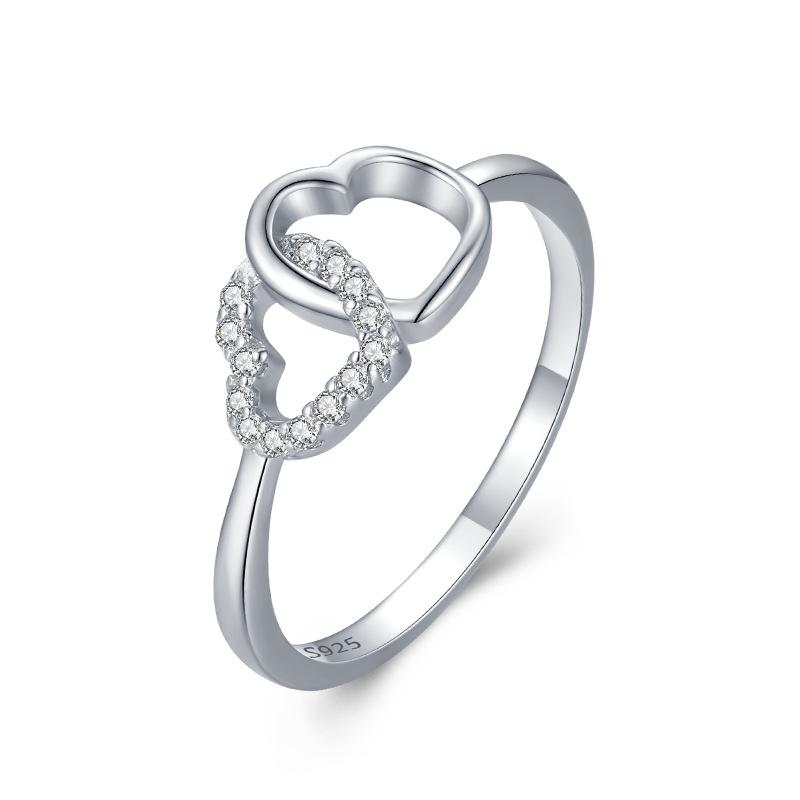 Ada Jewelry Joya De Plata Dainty Hearts Design Zircons Women 925 Sterling Silver Rings for Women