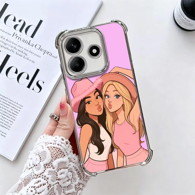 Best Friends Forever Girls Plating Phone Case For Xiaomi Redmi Note 14 15 Pro Plus 13 12 11 11S 11T 10 9S 9 5G Anti-Fall Airabag