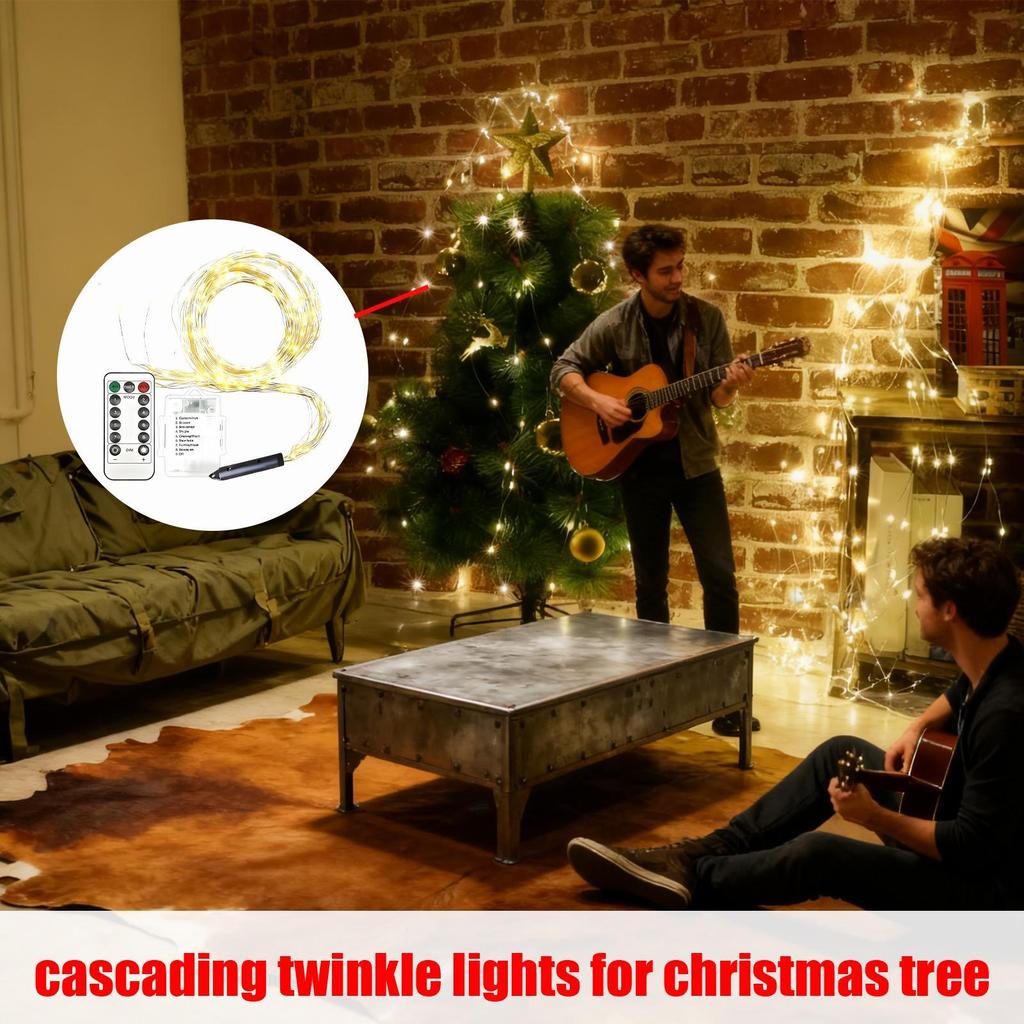 Christmas Tree Lights LED Ambient Lighting Battery Operated Wire Christmas Lights For Living Room Party Fences Railings Yard