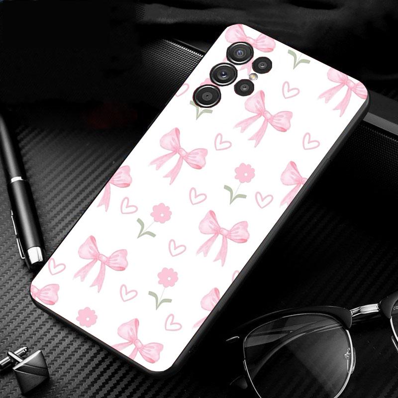 Phone Case For Samsung Galaxy S26 S25 S24 S23 S22 Ultra S23 S22 S25 Plus S24FE S23FE S26Edge Cute Pink Heart Bow
