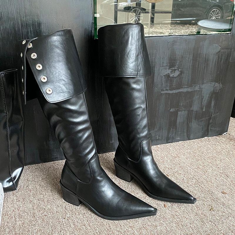 Fashion Party Modern Ladies Knee High Boots With Heels Shoes Female Footwear Fashion Pointed Toe Women Long Boots Pumps Shoes new