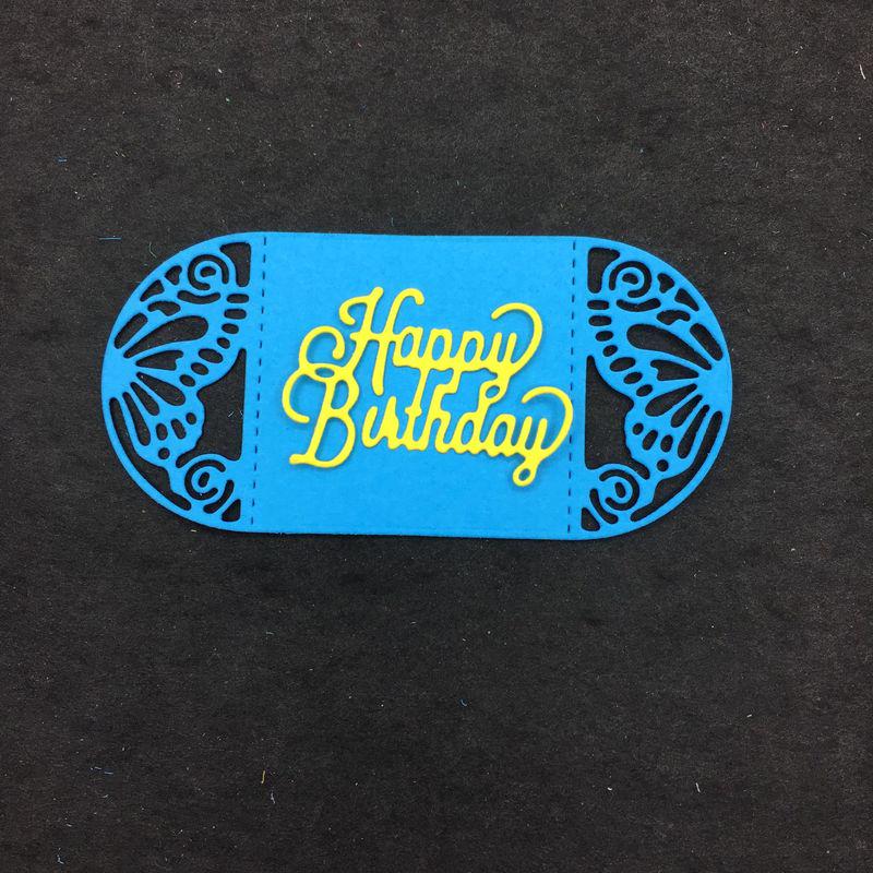 Cut Die Design Butterfly Lace Happy Birthday Greeting Card Metal Cutting Die Stencil DIY