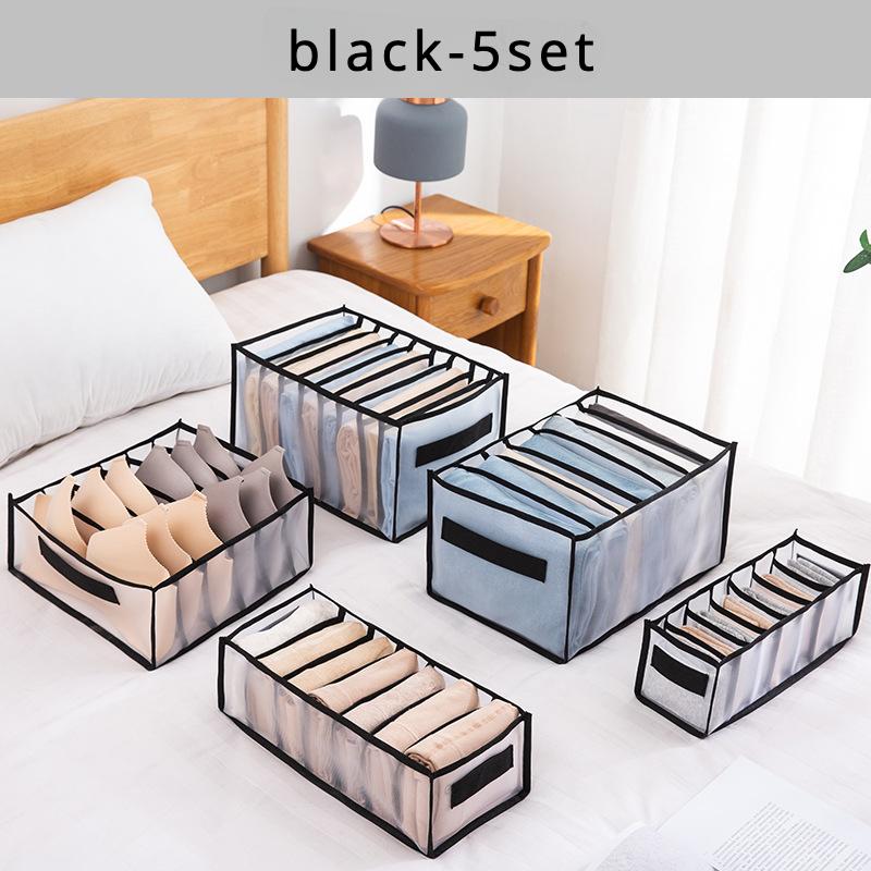 Five Sets Mesh Storage Compartment Pants Underwear Storage Organizer Closet Drawer Layers Organizer Handheld Socks Compartment Bag