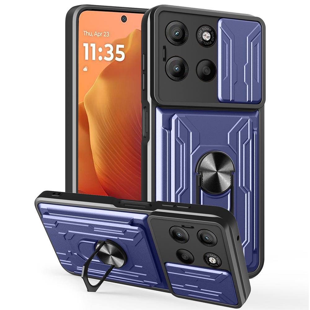 For Motorola Moto G15 4G Case PC+TPU Kickstand Phone Back Cover with Camera Slider