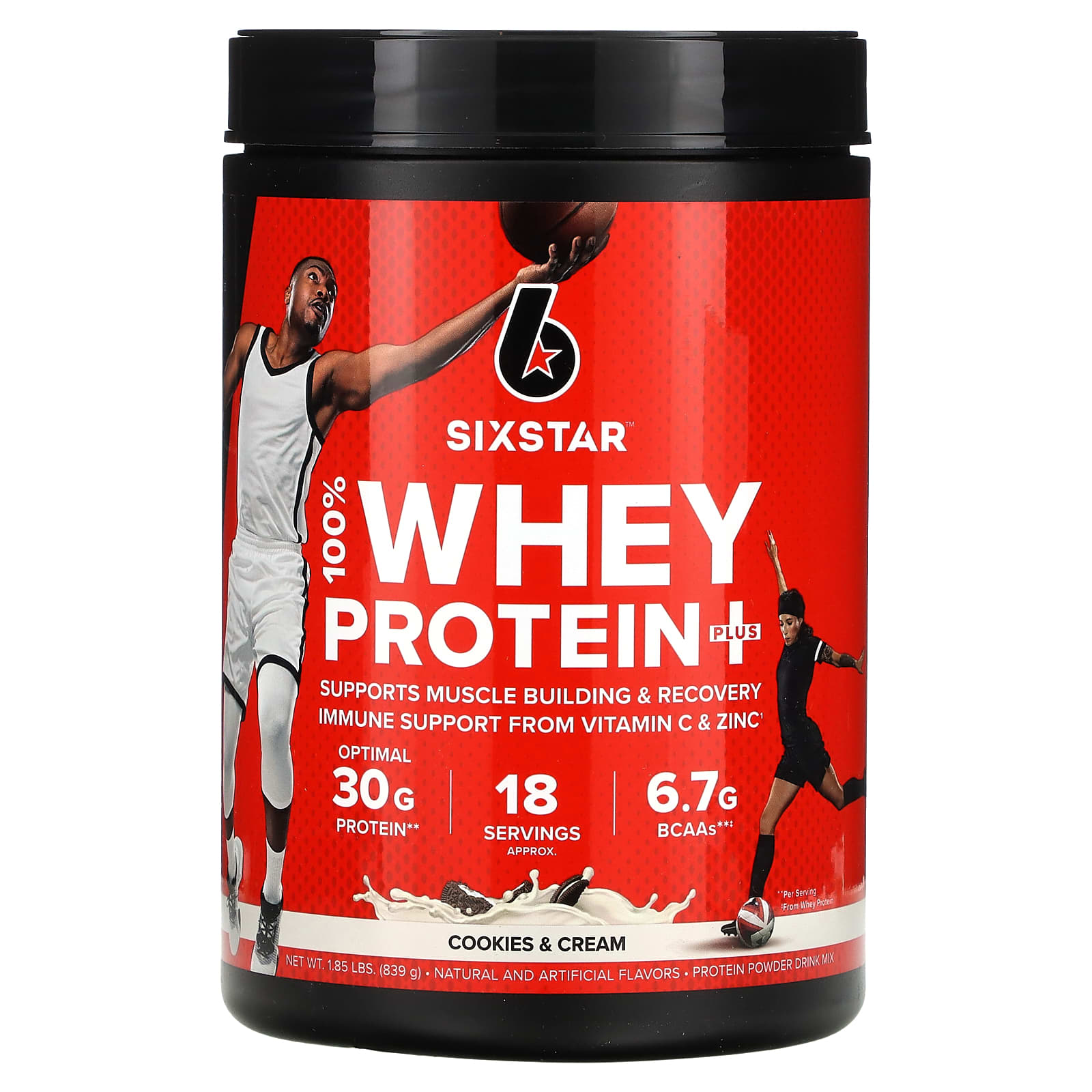 

SIXSTAR, 100% Whey Protein Plus, Cookies & Cream, 1.85 lb (839 g)