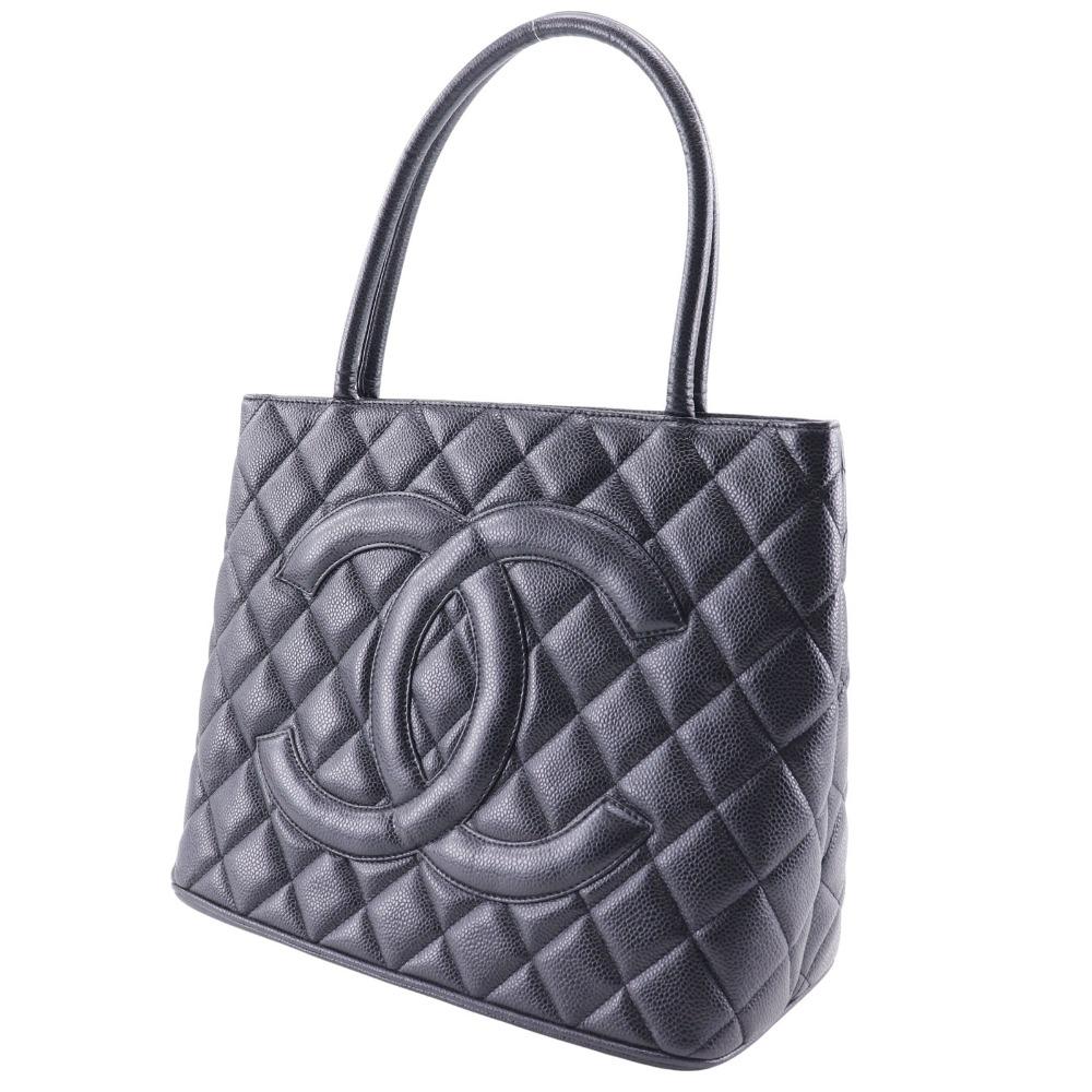 CHANEL Medallion Tote Tote Bag black/SilverHardware Caviar skin Women Used