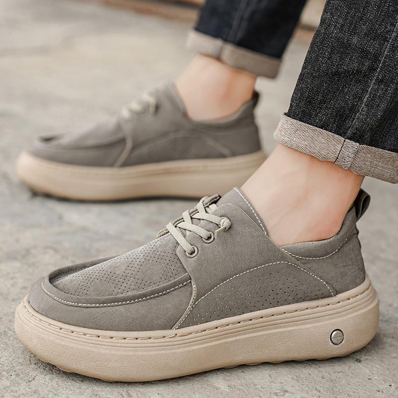 2026 Men's Tilted Head Casual Knitted Cloth Shoes, Men's Cute and Ugly Loafers, Men's Versatile Trendy Board Shoes