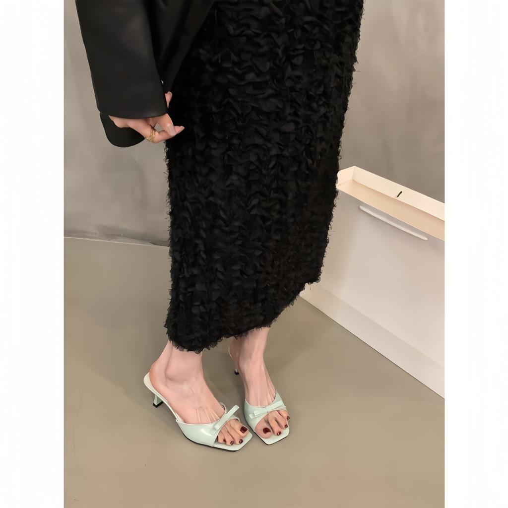 Purple stiletto high heels one-word cool slippers fairy shoes 2024 new summer fashion outside temperament sandals