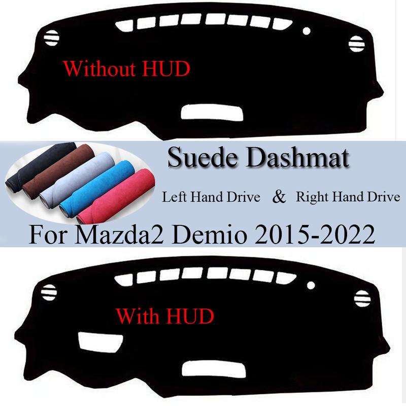 Für Mazda2 Demio Mazda 2 DJ DL 2015 2016- Wildleder Leder Armaturenbrettmatte Armaturenbrett Abdeckung Armaturenbrett Polster Sonnenschutz Teppich Zubehör