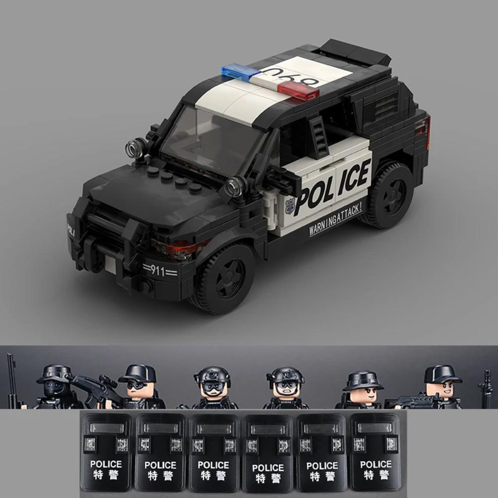 

MOC Городская Полиция Машина Исследователь Конструкторы Щиты спецназа США Транспортные Патрульные Наборы Скоростные Чемпионы Кирпичики Модель Игрушки для Детей