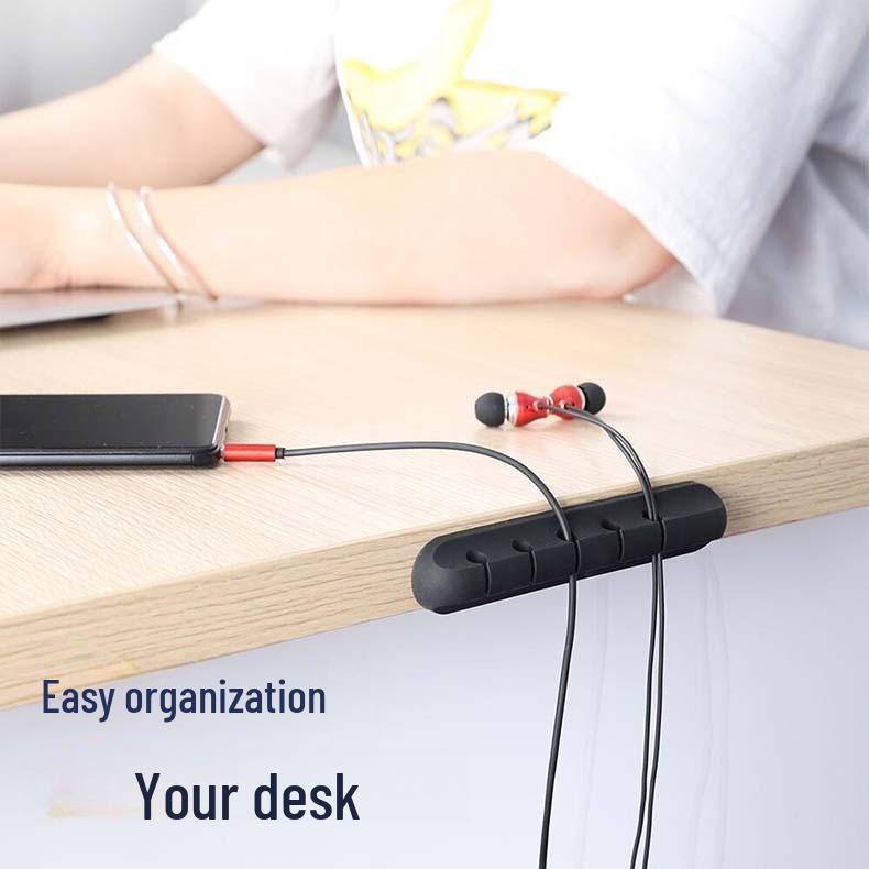 Silicone Self-Adhesive Cable Organizer for Power Cords, Mouse, Earphones, and Mobile Devices