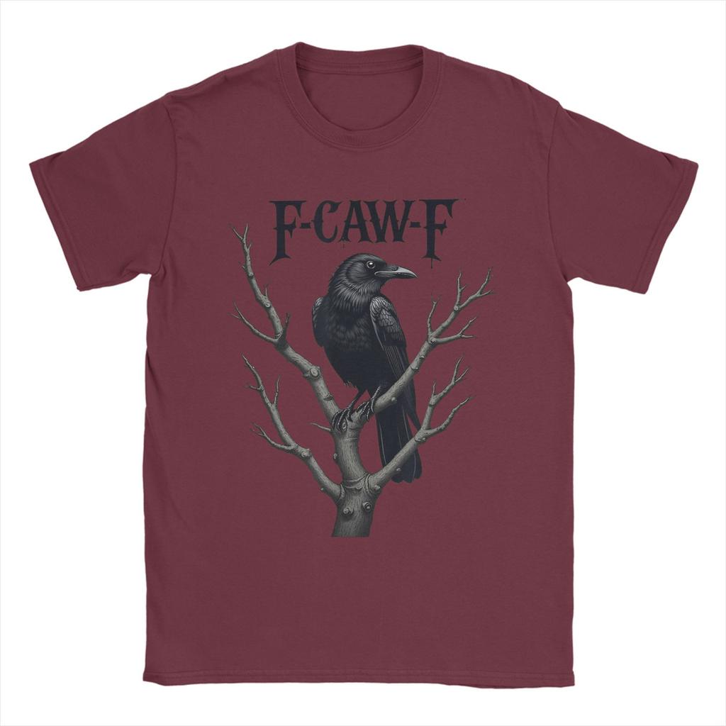Vintage T-Shirt F-Caw-F Schwarze Krähe Lustige Vogelliebhaber Baumwoll-T-Shirts Neuartiges T-Shirt für Herren Sommer Kurzarm Top T-Shirts