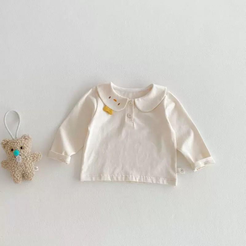 Girls Long Sleeve Cotton T-Shirt With Cartoon Ears Collar Striped Design Toddlers Kids