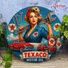 Vintage Texaco Pin Up Girl Metal Tin Sign Retro Garage Americana Wall Art