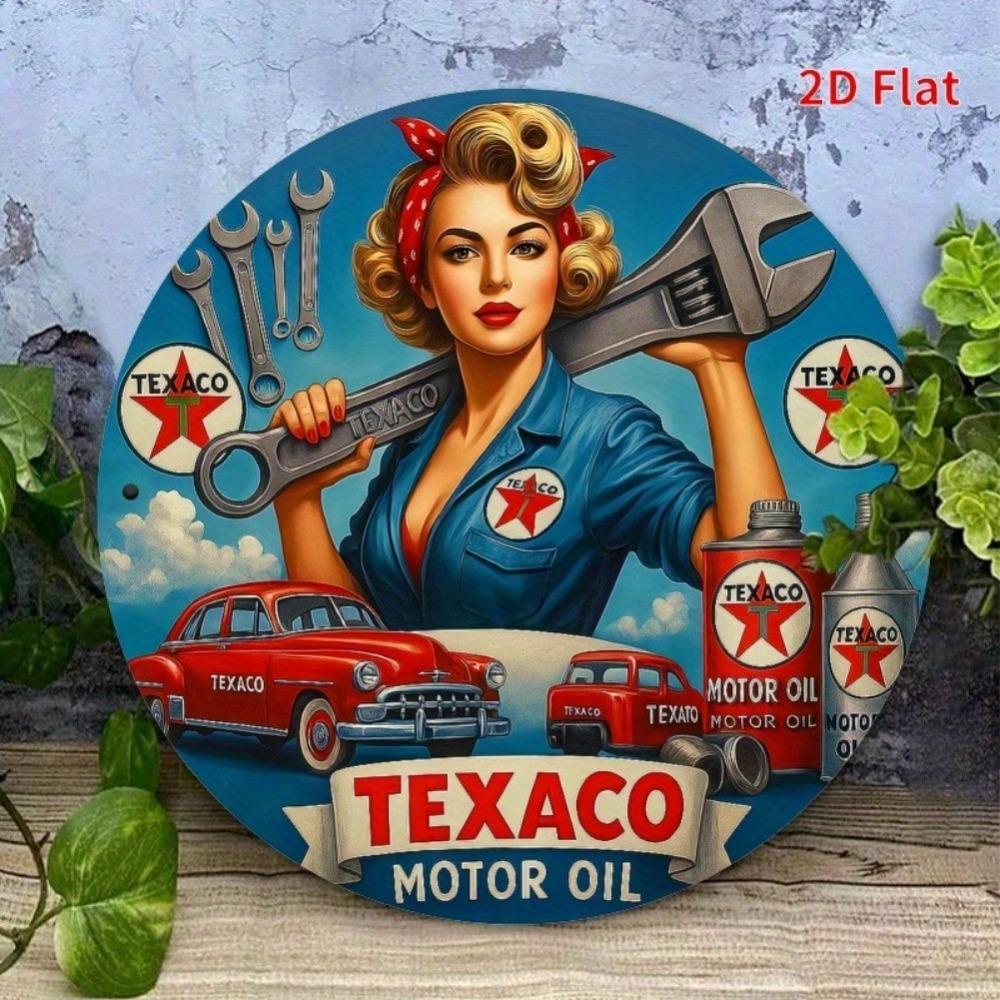 Vintage Texaco Pin Up Girl Metal Tin Sign Retro Garage Americana Wall Art