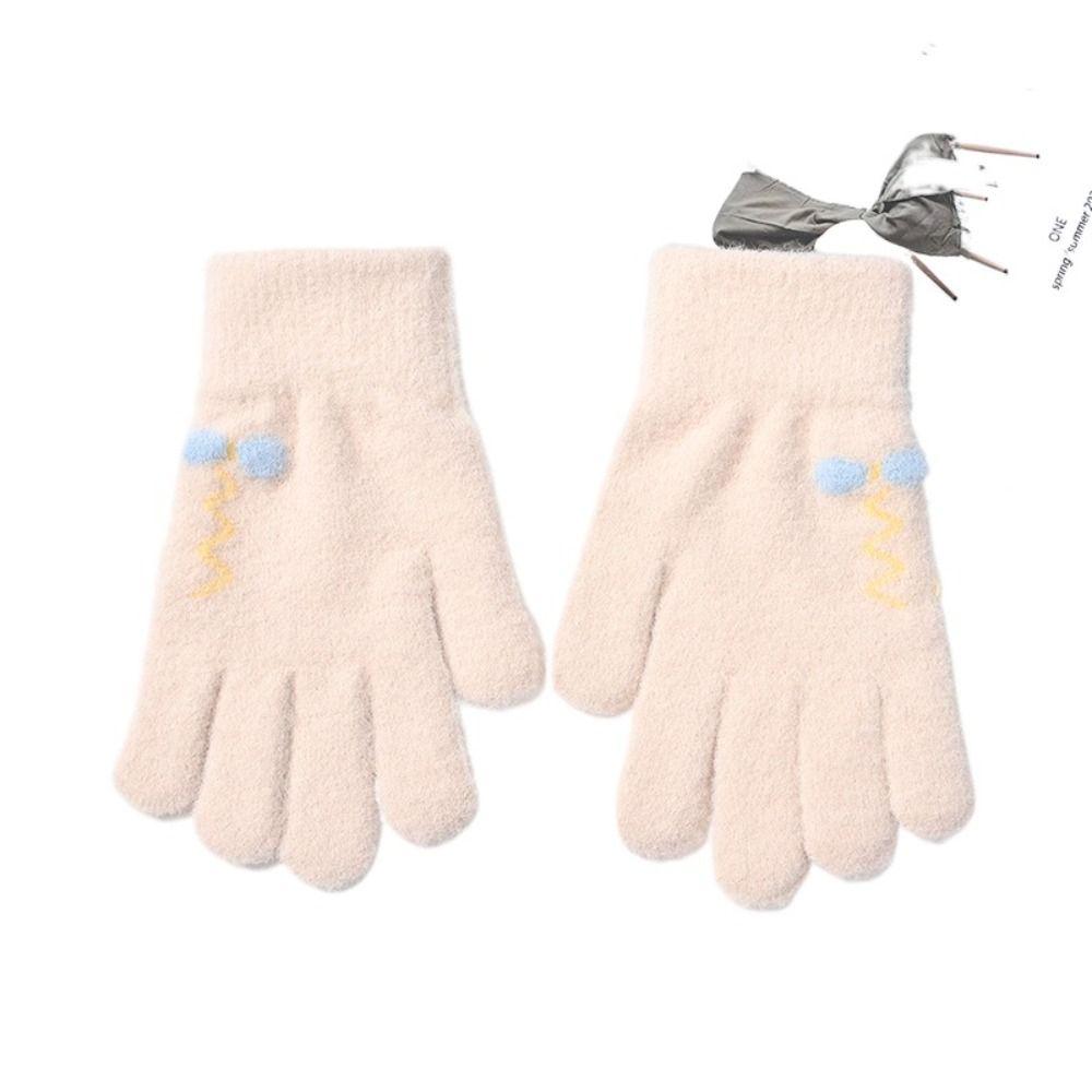 Solid Color Cute Warm Gloves Nylon  Gloves Autumn Knitted Mittens  Driving