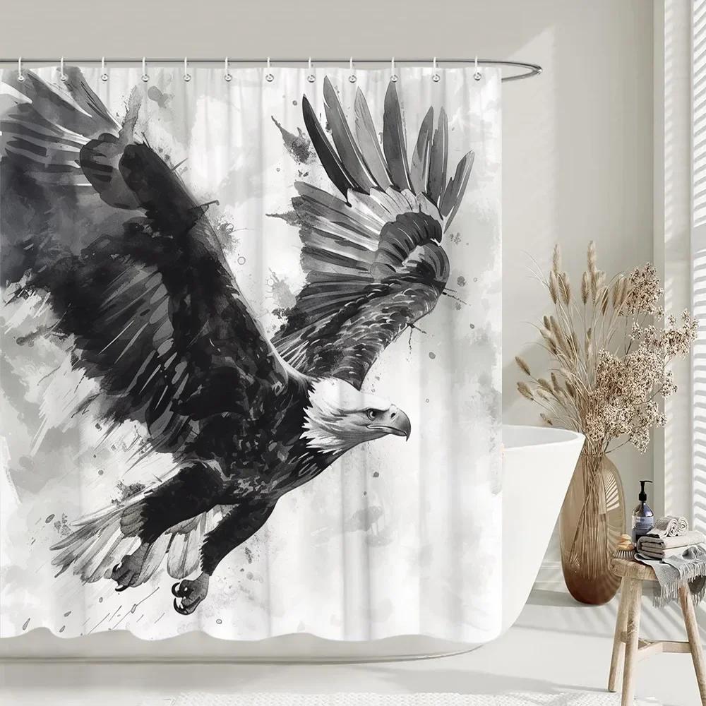 Chinese style Shower Curtain Koi Fish Cherry Blossom Sun Sea Wave Octopus Landscape Polyester Fabric Curtains Bathroom Decor