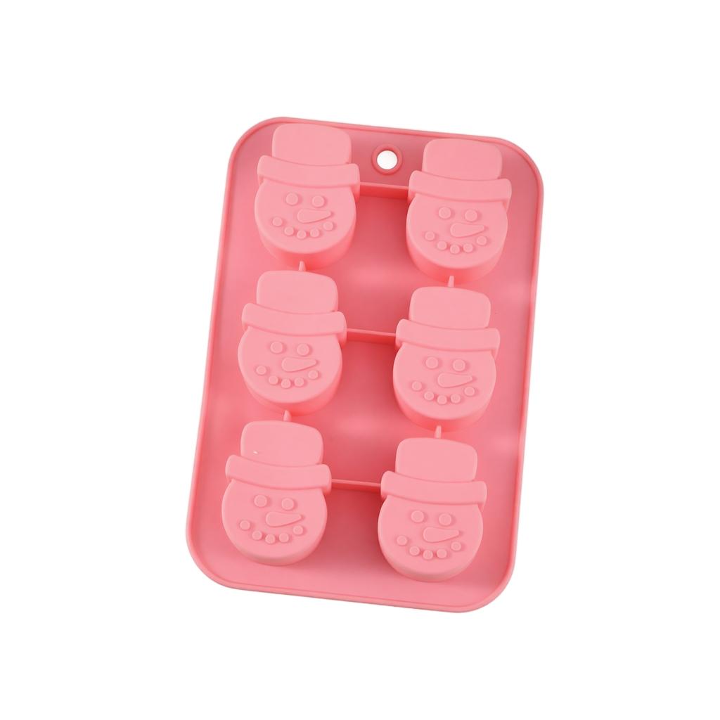 6 Cavity Snowman Silicone Baking Mold Creative DIY Cake Mold Nonstick Flexible Chocolate Fondant Mold for Baking and Candy Making