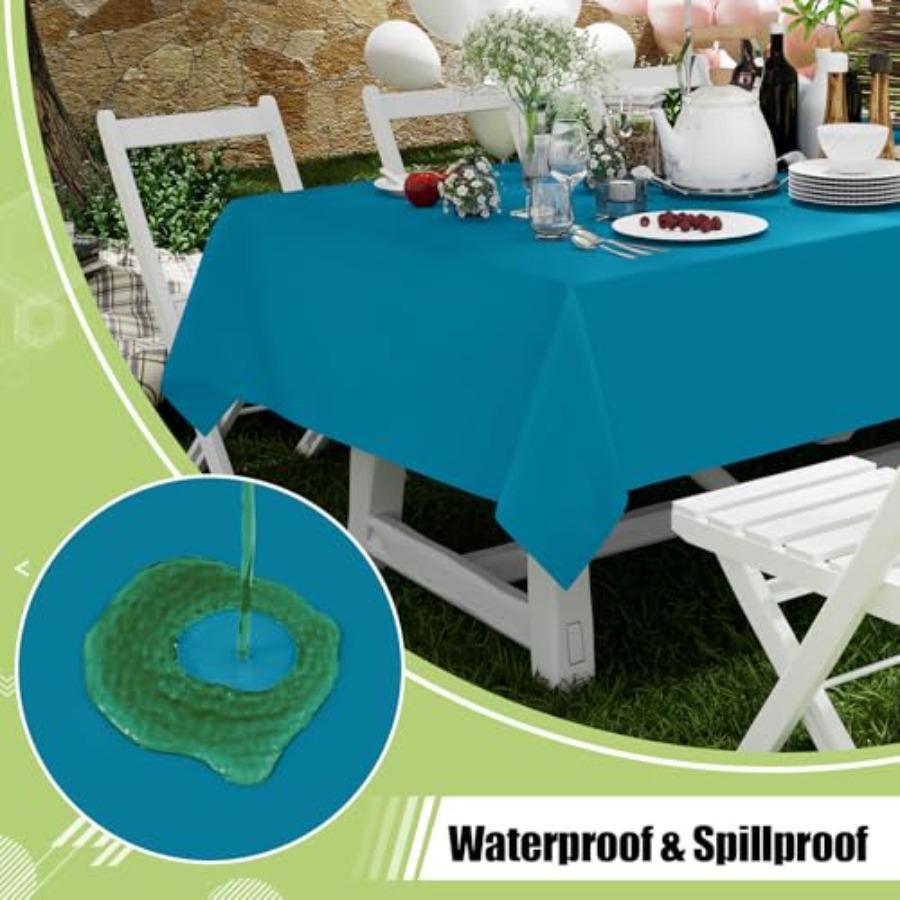 Disposable Table Cloth - 6 Pack, 54 x 108 Inch Waterproof Rectangle Tablecloths for Parties, Decorative Plastic Table Cover, Le