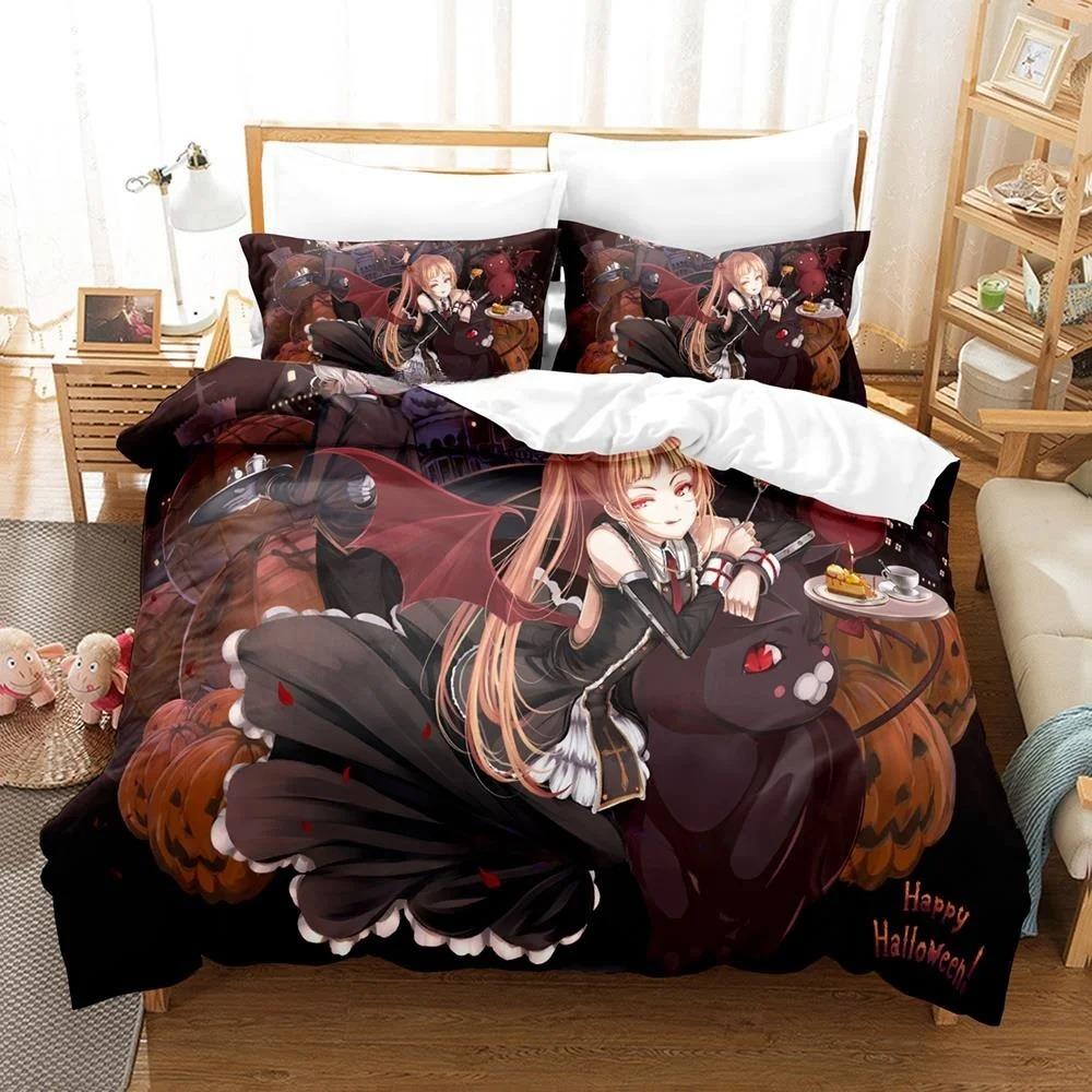 New Fashion 3D Printed Anime Game Blazblue Bedding Set Cartoons three-piece Set Adult Kid Bedroom Duvet Cover Sets Home Textiles
