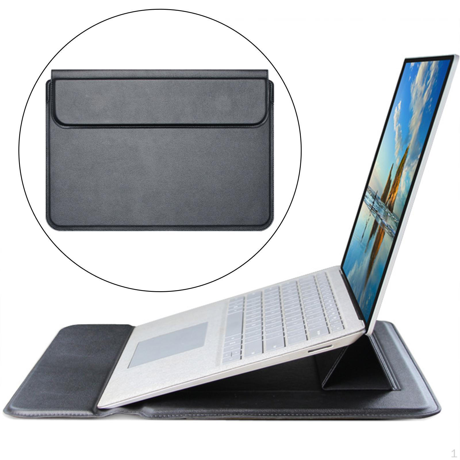 

Чехол для ноутбука 15,4 с подставкой, портативный, 40x29 см, водонепроницаемый, для путешествий, подставка для запястья, чехол из искусственной кожи чёрный