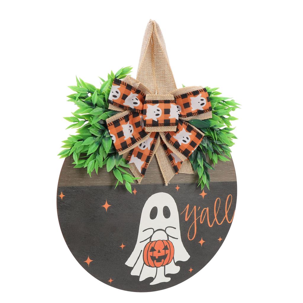 Ghost Pumpkin Door Sign Cute Party Supplies Funny Decoration Spooky Door Hanger for Home Window