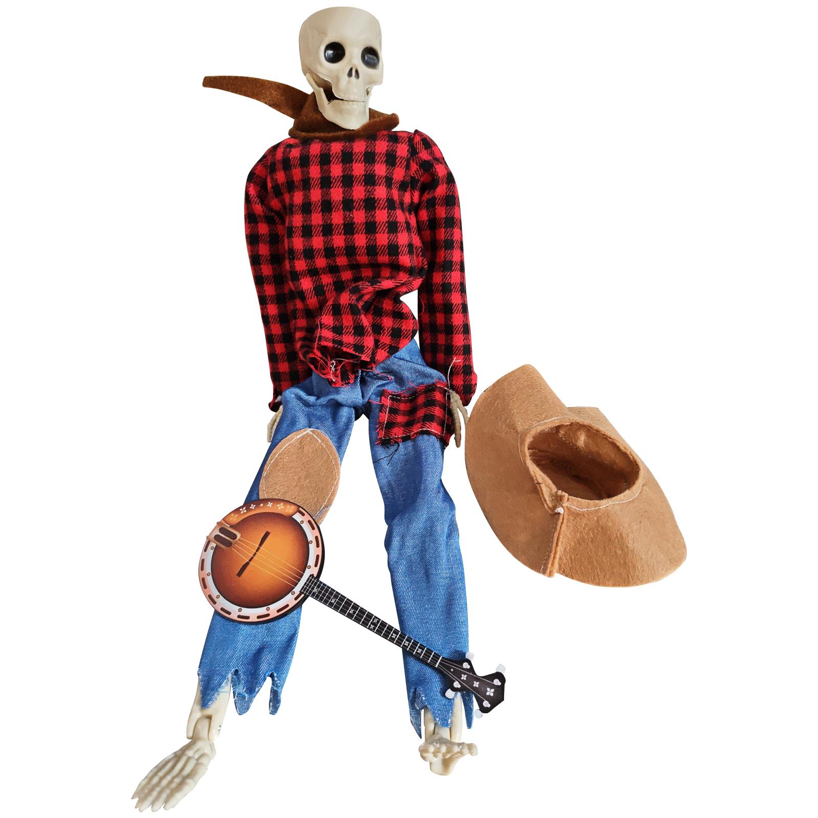 Guitar Skeleton Ornament Decoration Funny Country Skeleton Musicians Skull Halloween Decorations for Indoor Outdoor красный