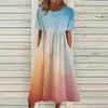 Summer Dress For Women Casual Printed Short-Sleeve Beach Swing Dress
