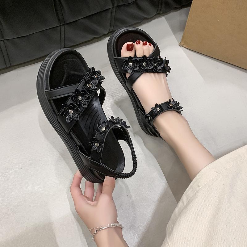 Thick-soled Heightening Sandals Women's 2025 New Summer Wear with Skirt Fairy Wind Beach Shoes Super Fire Roman Shoes